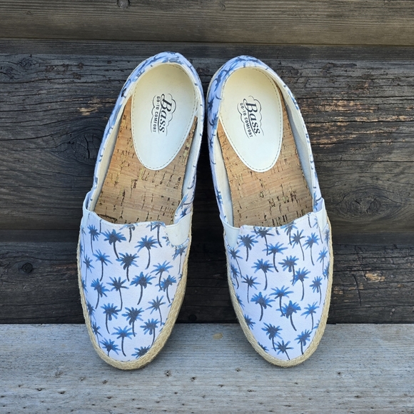 Bass Jenny Coastal Preppy Palm Tree Espadrille Comfort Flats 8M - Picture 4 of 11